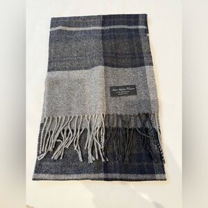 Gray and Blue Men's Wool Scarf Made in Italy